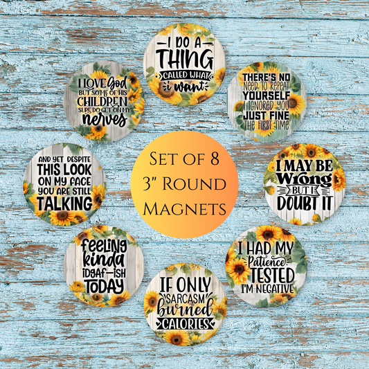 Sunflower Sass Magnets - Set of 8